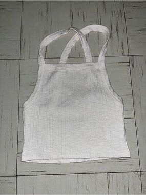 American Eagle Outfitters White Ribbed Cropped Tank